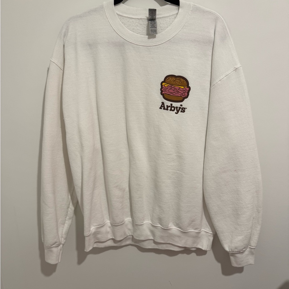 ARBYS White Crewneck Sweater with Logo